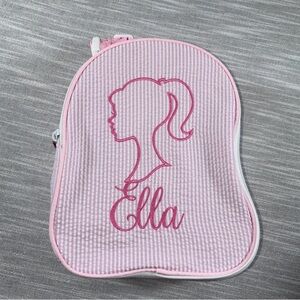 Ella Oh Mint Searsucker Barbie silhouette Ella Embroidered lunchbox EUC.
